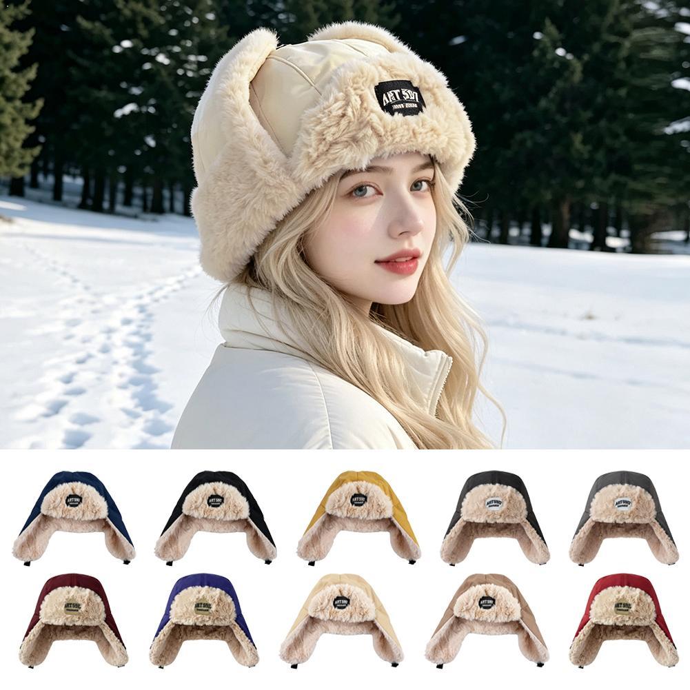 Trapper Hat Ear Flap - หมวกกันหนาวบุขนเฟอร์เทียมพร้อมที่ปิดหู ป้องกันลม หมวกอูชันกา หมวกสกีอุ่น หมวกสำหรับปั่นจักรยานในสภาพอากาศหนาวเย็นกลางแจ้ง