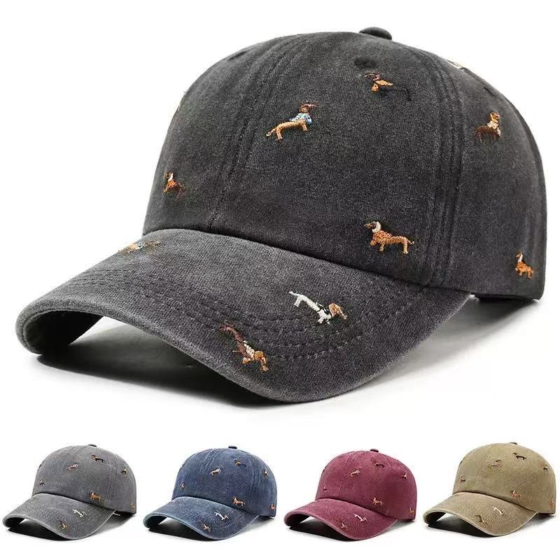 Golf Cap Dad - หมวกเบสบอลปรับได้ลายปักดัชชุนด์ ผ้าฝ้ายซักได้ สไตล์คลาสสิก แบบ Snapback หมวกแก๊ปสำหรับกอล์ฟ