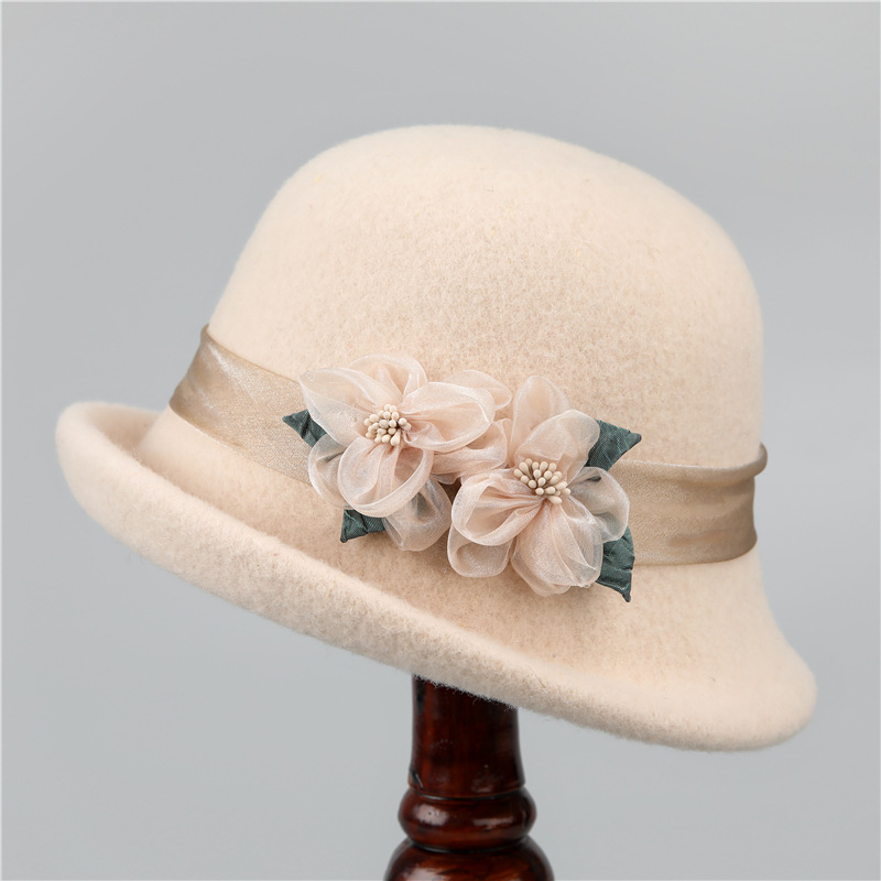 Beret French Wool - หมวกเบเร่ต์ขนสัตว์วินเทจฝรั่งเศส - หมวกบักเก็ตสักหลาดขอบม้วนสำหรับฤดูใบไม้ร่วง/ฤดูหนาว ชิ้นเด่นแฟชั่นของผู้หญิง