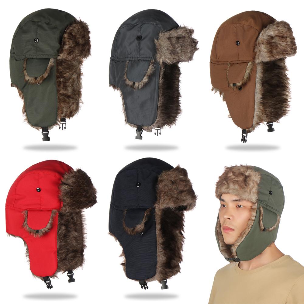 Trapper Hat Ear Flap - หมวกไหมพรมกันหนาวแบบมีที่ปิดหูสำหรับเล่นสกี ผู้ชาย ผู้หญิง หมวกทรงทรัปเปอร์ หมวกอูชันกาแบบรัสเซีย