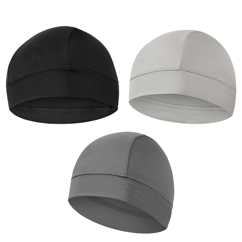 Skull Cap Helmet Liner - หมวกบีนนี่ตาข่ายระบายอากาศแห้งเร็วสำหรับฤดูร้อน หมวกกีฬาวิ่งซับเหงื่อ หมวกปั่นจักรยานสำหรับสวมใต้หมวกกันน็อค หมวกซับเหงื่อ