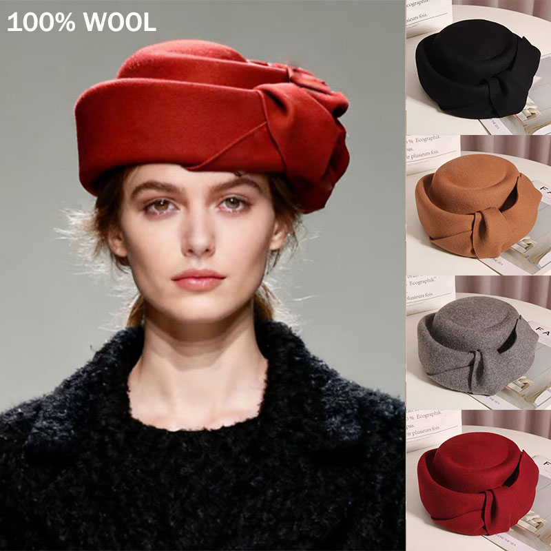 Beret French Wool - หมวกเบเร่ต์ผ้าขนสัตว์คลาสสิกแบบใหม่สำหรับผู้หญิง ฤดูหนาว คุณภาพสูง หมวกสักหลาดสไตล์ฝรั่งเศส สง่างาม เหมาะสำหรับงานเลี้ยงอาหารค่ำ