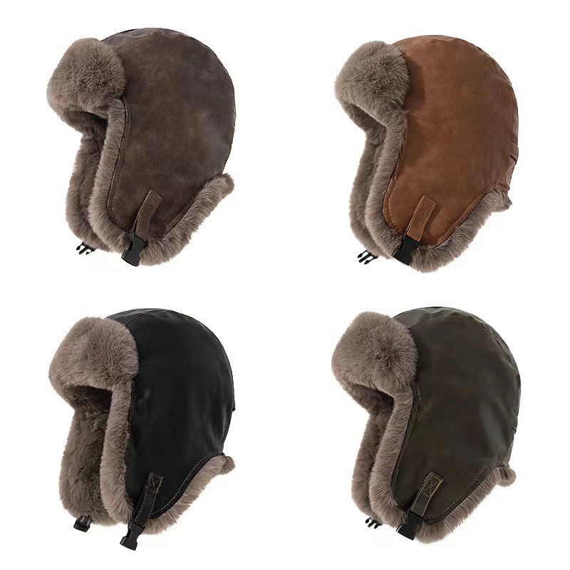 หมวกหนังผู้ชายสไตล์เรโทรสำหรับ - Trapper Hat Ear Flap บทวิจารณ์และราคา