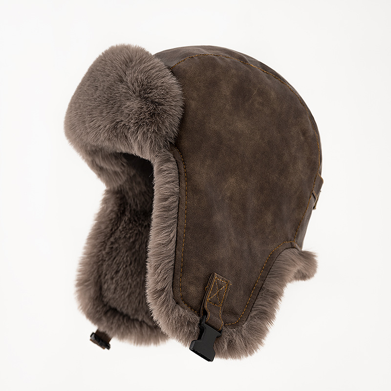 หมวกหนังผู้ชายสไตล์เรโทรสำหรับ - Trapper Hat Ear Flap บทวิจารณ์และราคา
