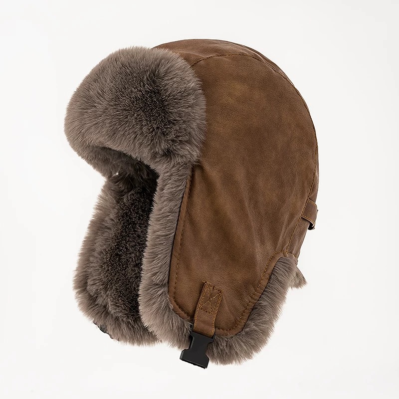 หมวกหนังผู้ชายสไตล์เรโทรสำหรับ - Trapper Hat Ear Flap บทวิจารณ์และราคา